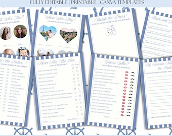 Last Toast on the Coast Bachelorette Games Bundle | 8 Editable Canva Party Game Templates | Charleston Nautical Bach Party Printables