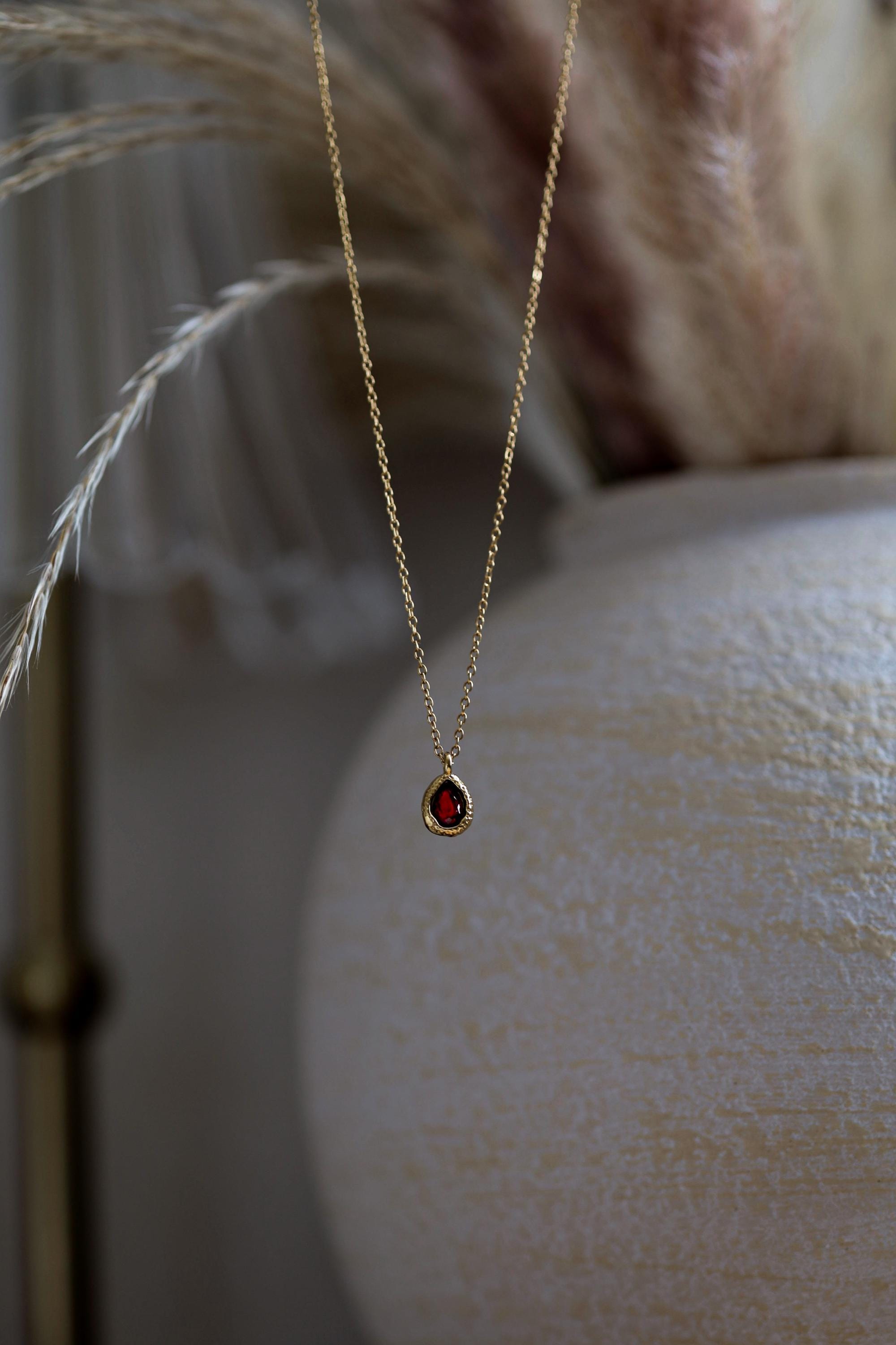 Necklace red stone gold - Etsy 日本
