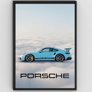 Porsche Poster Print Classic Sports Car Wall Art Vintage Porsche 911 Illustration Retro Auto Racing Decor Gift for Car Enthusiasts