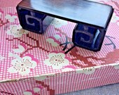 Vintage 3.25 Carved Rosewood Chinese Stand Rectangle w rounded Scrolled Base