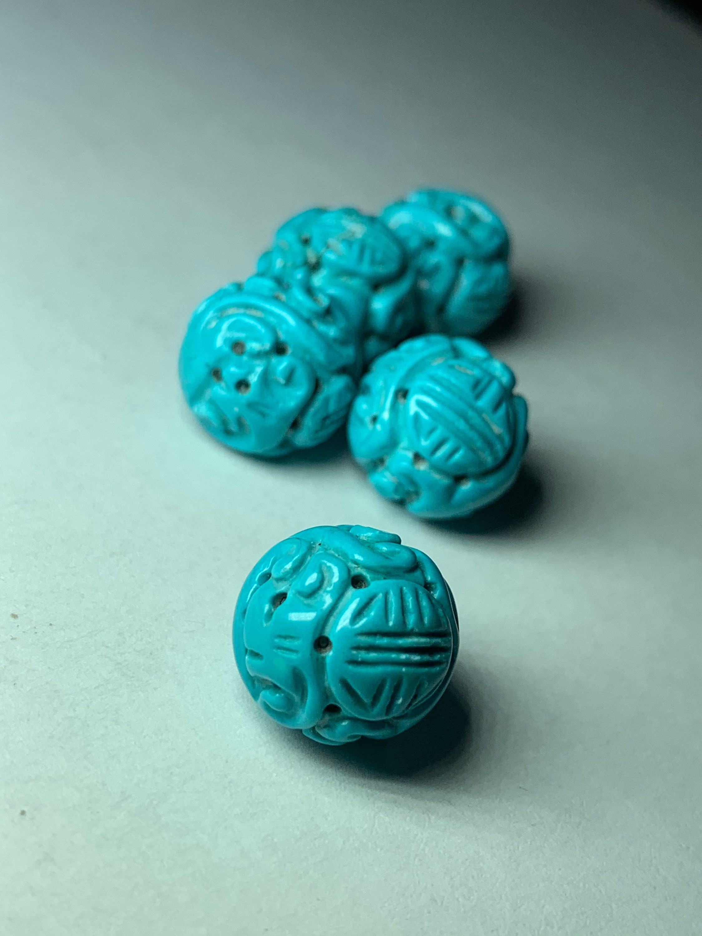 Carved turquoise sale beads