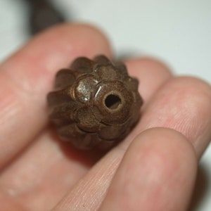 Vintage Carved Chinese Wood Bead Corrugated Flower Caps Carving Round 18mm Asian