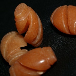 One Chinese Carved Bead Red Orange Agate Carnelian Open Carved Spiral 22mm
