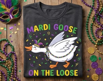 Funny Mardi Gras Goose PNG, Coquette Mardi Gras Shirt Design, Fat Tuesday Fleur De Lis, Mardi Gras 2026 PNG