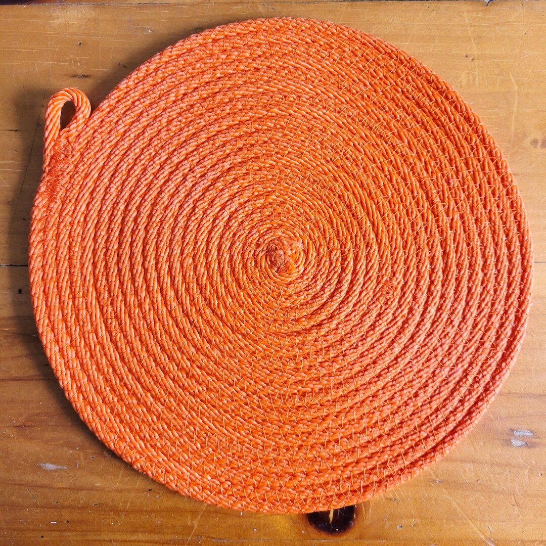 Coiled Rope Table Mat Solid Colors Orange Etsy