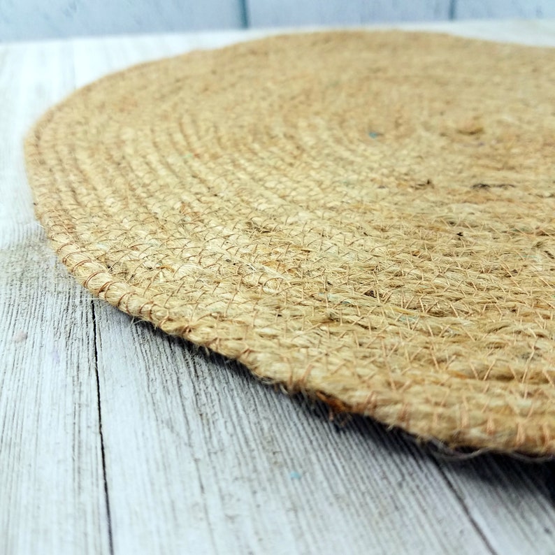 Set of Jute Placemats Round Mat Handmade Table Mats Etsy