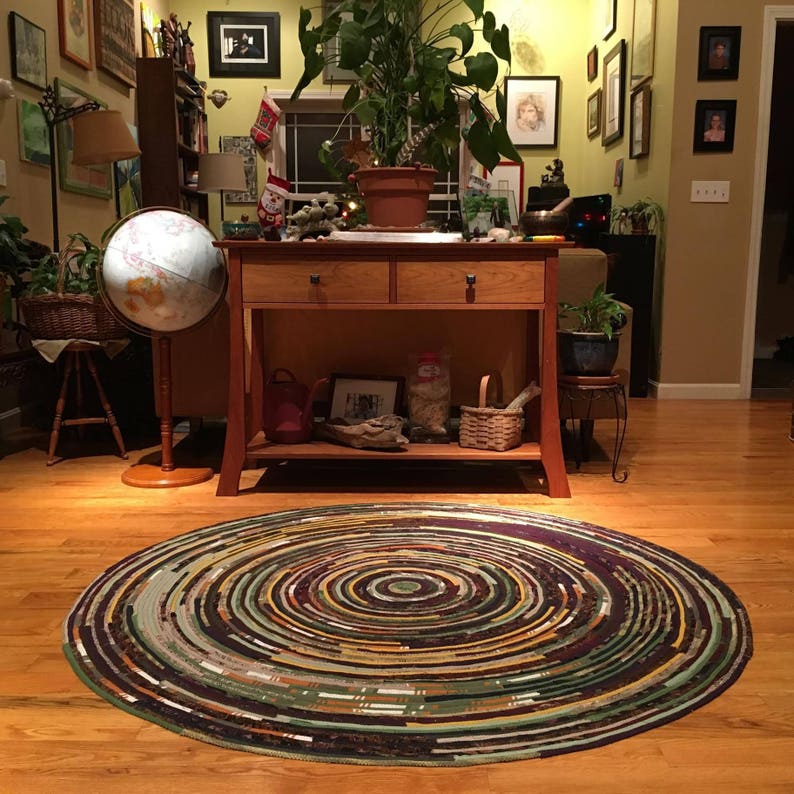 gypsy boho bohemian upcycled 2/' colorful round rug handmade to order You Choose Colors