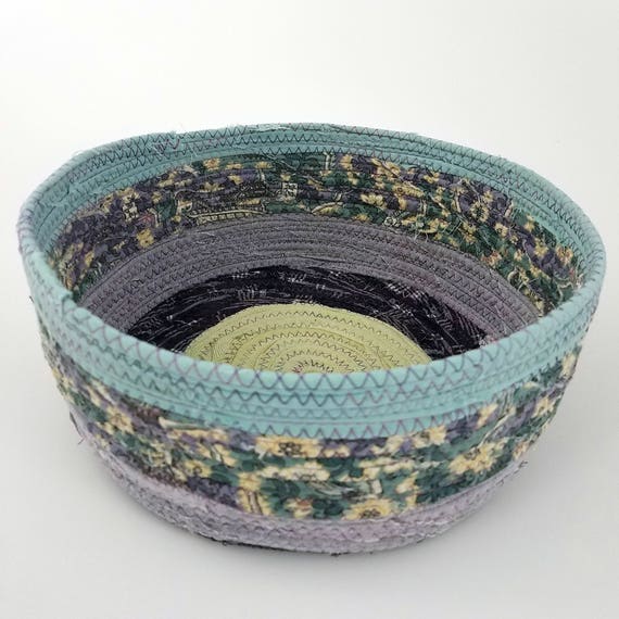 Handmade Upcycled Bohemian Style Gift Multicolor Fabric Basket or Bowl Boho Hippie Unique Colorful
