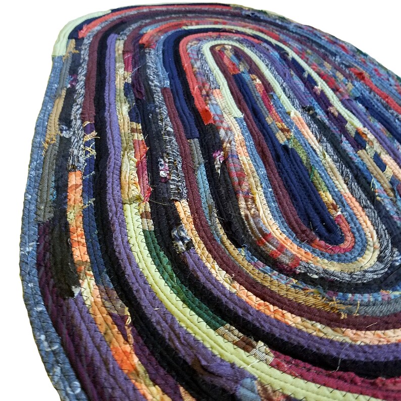 Large Oval Floor Rug Handmade Made to Order Coiled Fabric Etsy