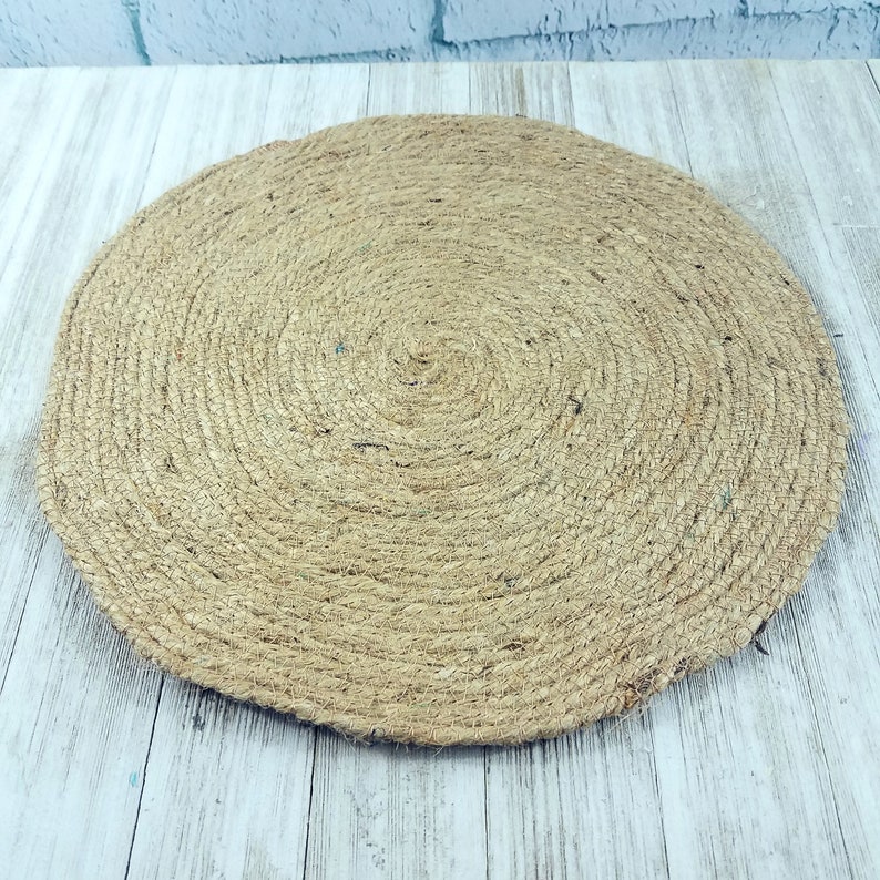 Set of Jute Placemats Round Mat Handmade Table Mats Etsy