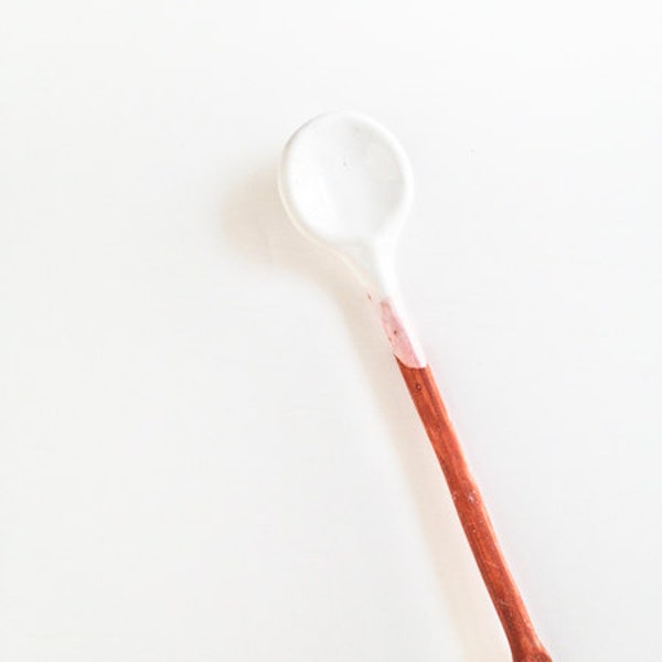 Ceramic Spoon small spoon serving Home Decor Handmade Collector in White Glaze salt sugar spoon