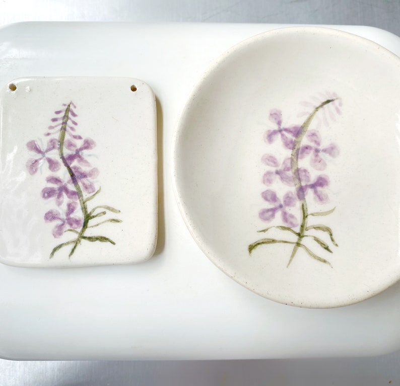 Fireweed ornament dish bowl inspirational gift handmade floral flowers survivor healing image 2