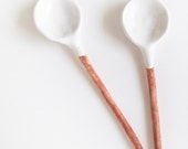 Ceramic Spoons Home Decor Handmade White Glaze - pair of spoons