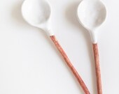 Ceramic Spoons Home Decor Handmade White Glaze - pair of spoons