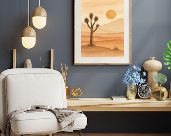 Boho Desert Sunrise Wall Art Set Printable | Earth Tone Digital Download | Terracotta Minimalist Landscape Prints for Home Decor