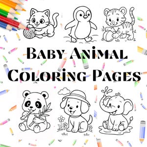 Baby Animals Coloring Pages | Cute Baby Animal Coloring Pages for Kids | Fun & Educational Printable Coloring | Digital Download