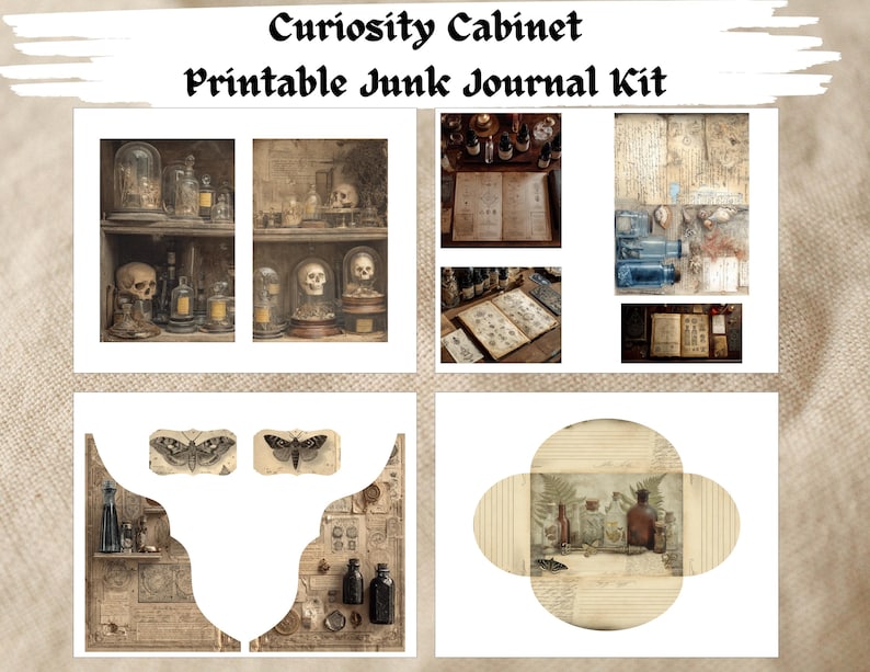 Curiosity Cabinet Digital Junk Journal Kit, Printable Scrapbooking ...