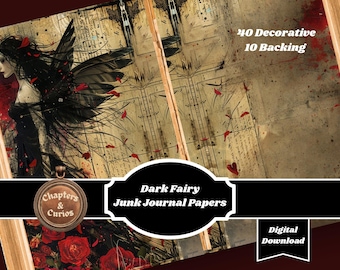 Dark Fairy Junk Journal Pages, Gothic Ephemera Papers (Digital Download)