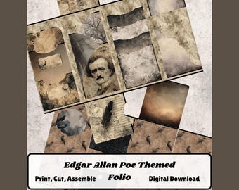 Edgar Allan Poe Junk Journal Folio Add-On, Gothic Dark Academia Printable (Digital Download)