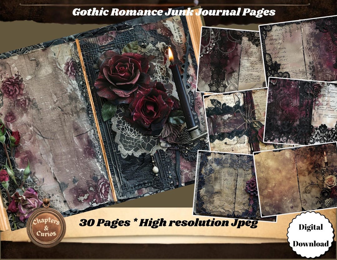 Dark Romance Grimoire, Gothic Wedding Journal Pages, Junk Journal Kit ...
