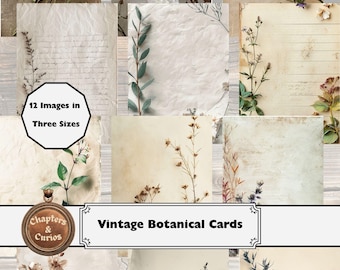 Vintage Botanical  Cards, Junk Journal Ephemera (Digital Download)