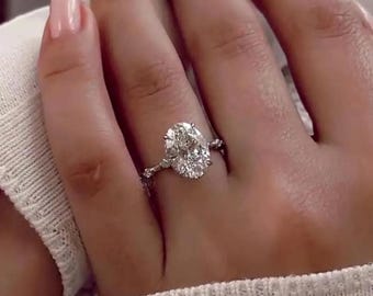 Oval 2.00 Ct Lab Grown Diamond Engagement Ring | Hidden Halo Wedding Jewelry