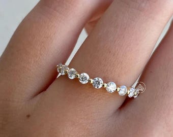 Lab Grown Diamond Half Eternity Wedding Ring | Anniversary Gift For Women