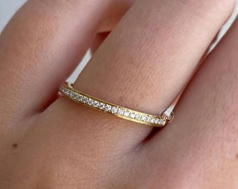 Round Lab Diamond Wedding Band | Channel Style Matching Band