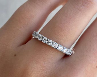 Round Brilliant Half Eternity Engagement Ring | White Gold Lab Grown Diamond