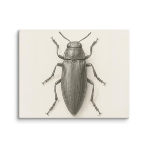 Jewel Beetle Illustration Canvas Print | Metallic Insect Art | Vintage