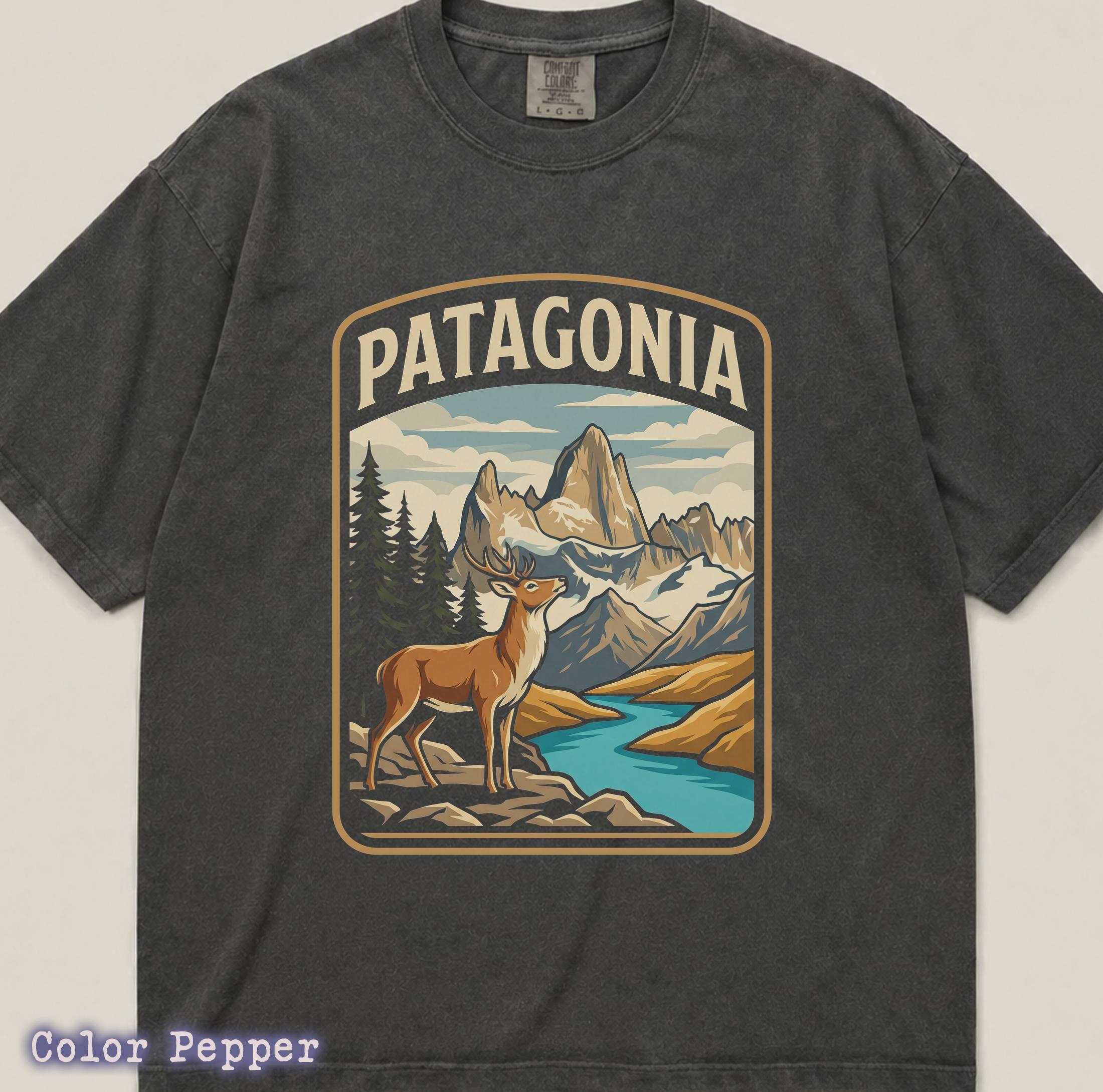 Patagonia Unisex T-shirt, Patagonia Mountain Deer Wilderness Graphic, Hiking Nature Lover Outdoor Adventure Wildlife Shirt