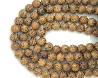 CarpenterC 200pcs 8mm Gorgeous Natural Round Polished Wenge Wood Loose Beads For Jewelry Making DIY Handmade Crafts