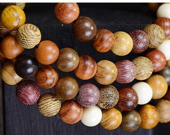 CarpenterC 200 peças Lindas contas redondas polidas de madeira de jacarandá natural, 8 mm, para confecção de joias, artesanato DIY e trabalhos manuais.