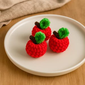 Mini Apple Crochet Pattern - Amigurumi Fruit PDF Tutorial - Easy and Cute Plush Food Pattern for Beginners - Digital Download