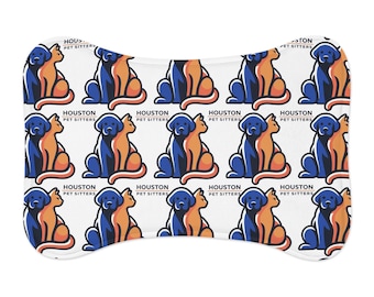 Alfombrilla antideslizante e impermeable con forma de hueso para comederos de perros de Houston Pet Sitter, para comida y agua.