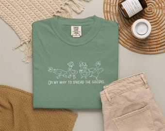 De camino a difundir el Goospel - Camiseta con ilustración de Christian Silly Goose