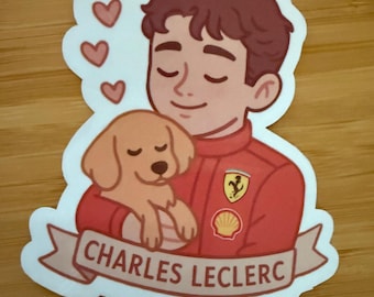Charles Leclerc & Leo Glossy Sticker – F1 Fan Art