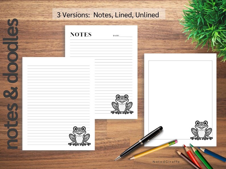 Frog Notes.pdf Frog Note Paper, Note Taking Printable, Frog Note Pages, Coloring ...
