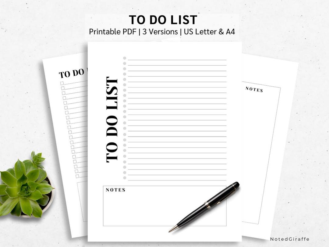 To Do List & Notes | Printable (PDF Download) | US Letter and A4 ...