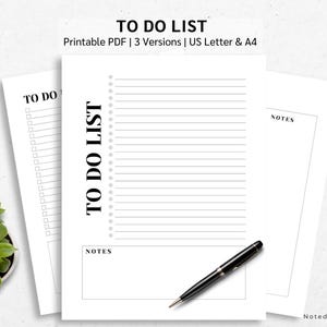 To Do Notes.pdf To Do List & Notes | Printable (PDF Download) | US Letter and A4 ...