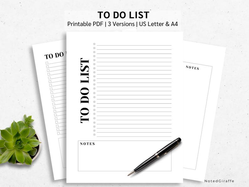To Do Notes.pdf To Do List & Notes | Printable (PDF Download) | US Letter and A4 ...
