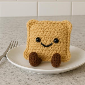 Crochet Toast Plush Pattern PDF – Cute Amigurumi Breakfast Toy – Smiling Bread Pattern – Easy Crochet Food Pattern – Digital Download
