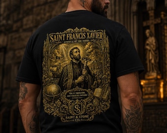 Camiseta de San Francisco Javier, camiseta misionera católica, Mateo 28:19, ropa urbana cristiana, corte clásico Gildan 5000