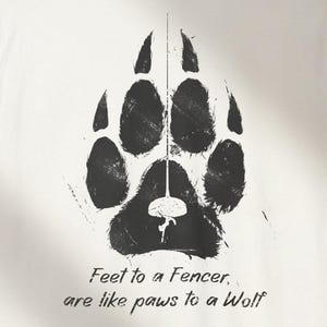 Fencing T-Shirt for Epee Foil Sabre Athletes Unisex Graphic Tee for Fencing Sport Shirt 100% Cotton Fencer Training Shirt Wolf Paw