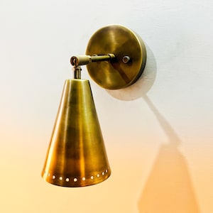 Mid Century Modern Brass Wall Sconce | Wall Light | Mid Century Modern Lighting | Bedroom, Bathroom, Hallway Light Fixture