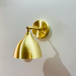 Brushed Brass Wall Sconce with Dome Shade, Vanity Lamp Light Fixture, Brass Wall Light