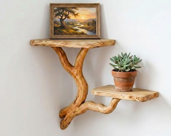 Floating shelves corner driftwood wall mounted shelf furniture handmade unique art