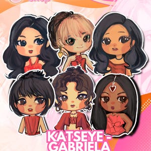 Gabriela Kpop inspirierte 3x3 Vinyl Aufkleber (Set von 6) – Fanmade Idol Aesthetic Parodye Katseye Global Girl Group Dream Acadamy Eyekons