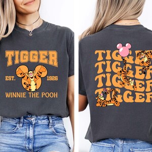 Disney Tigger Shirt, Winnie the Pooh Graphic T-shirt, Cute Tiger Character Sweatshirt  Shirt, Vintage Tigger Back & Front Cartoon Gift Shirt