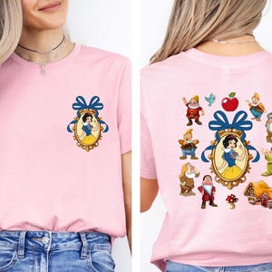 Comfort Colors® Snow White And Seven Dwarf Coquette Bow Shirt, Vintage Princess Snow White Mirror Bow Shirt, Disney Castle Girls Trip Shirt